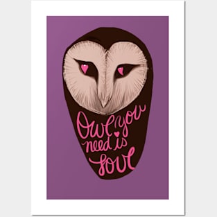 Owl You Need Is Love Heart Eyes Posters and Art